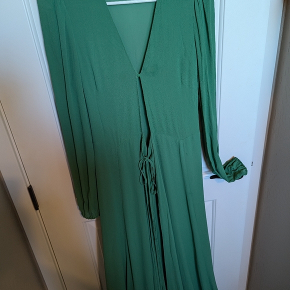 Reformation Women's Maxi Dress Long Sleeve Duster Style Emerald Formal Dress S - Picture 5 of 6